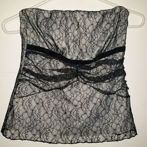 Vintage Sheer Overlay Strapless Top